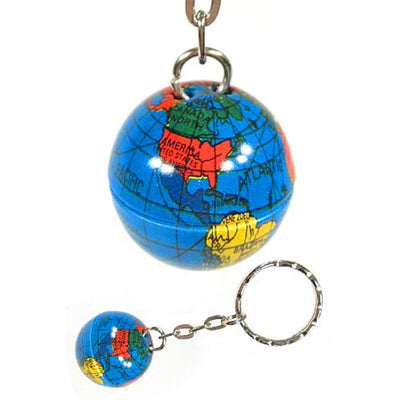 Kicko 1 Inch Globe Keychain - 12-Pack Mini Backpack Hook for Travelers - Keyring for Bag