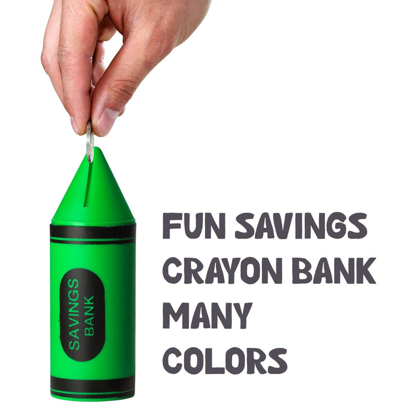 Kicko Crayon Banks - 12 Pack - 6 Inch - for Kids, Party Favors, Stocking Stuffers