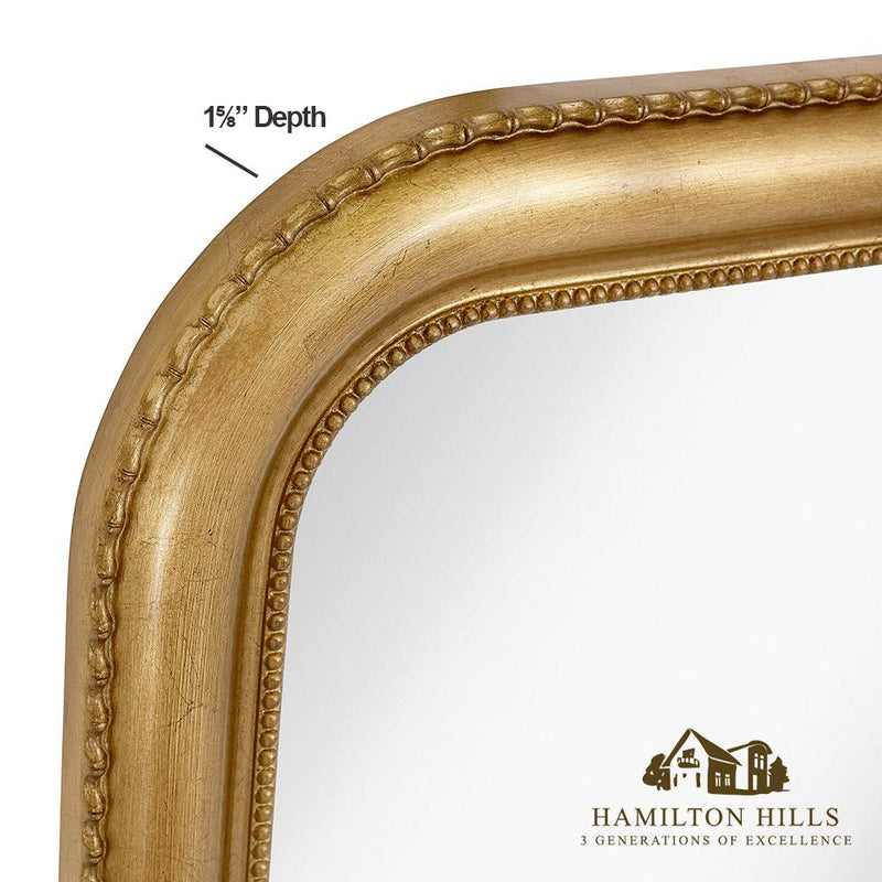 Hamilton Hills Thick Rounded Top Gold Rich Framed Wall Mirror 40" x 30"