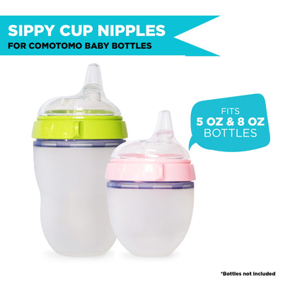 Soft Spout Sippy Cup Bottle Nipples for Comotomo Baby Bottle, 2 Pack | Fits 5 Ounce and 8