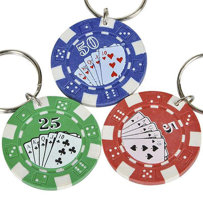 Kicko 1.5 Inch Poker Chip Keychain - 12-Pack Mini Backpack Carabiner Clip - Keyring