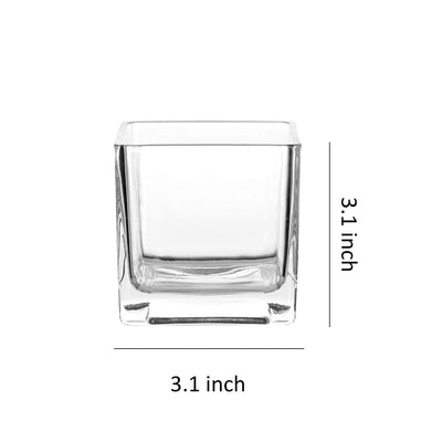 3" Square Glass Vase, Candle Holder, 12 Pack Clear Cube Centerpiece (12, 3 Inch