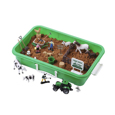 Farm Sand Play Set - Sensory Toys for Kids with 2 lbs of Sand, Farm Animals, Signs