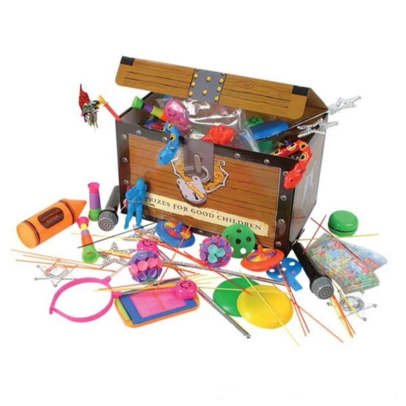 Kicko Toy Assortment Box - 100 Pieces per Box - Treasure Chest - Birthday Party Bag Prizes