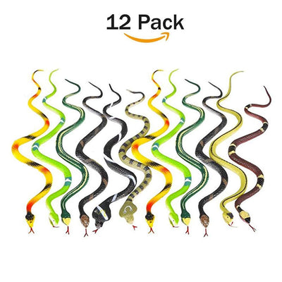 Kicko 14 Inch Assorted Big Rainforest Snakes - 12 Pieces Stretchy Limbless Replica