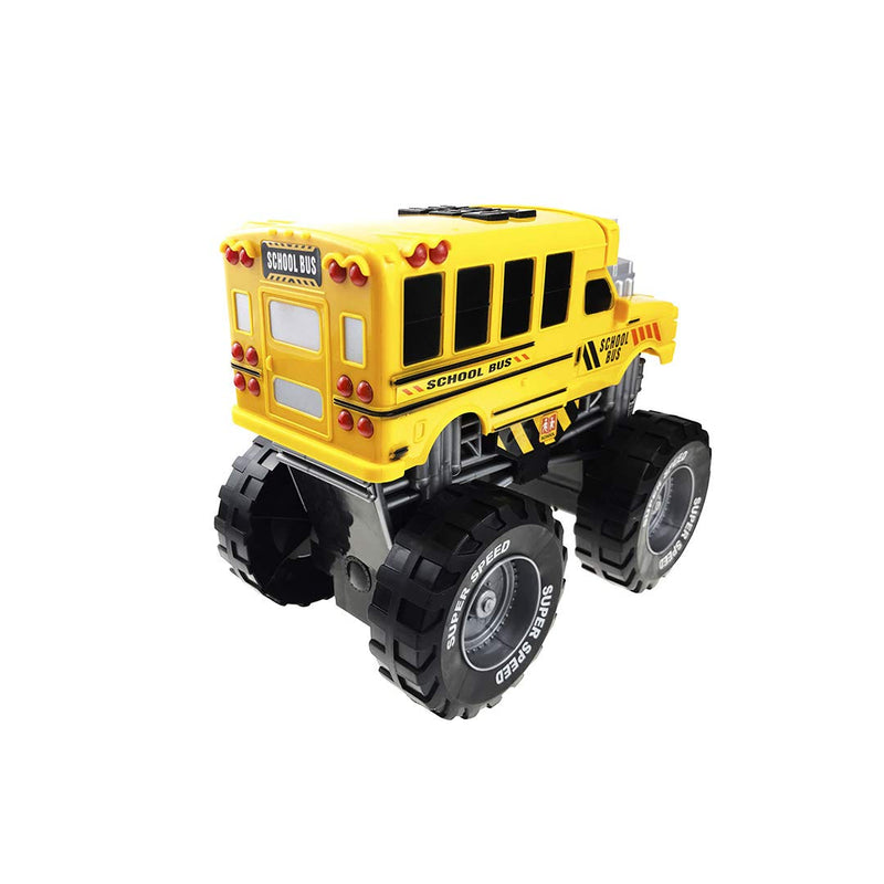 Monster Truck with Lights and Sounds, School Bus Vehicle Toy, for Boys and Girls Ages 3+