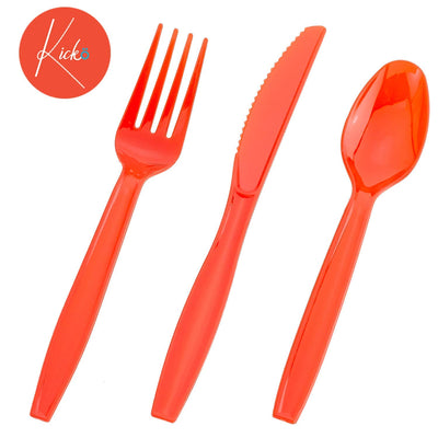 Kicko Red Premium Cutlery - 216 Pieces - for Party Favors, Catering Events, Parties