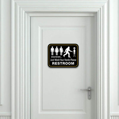 Signs Funny Bathroom Sign For Restroom 11.5" X 8.75" Rigid Pvc | All Gender Bigfoot