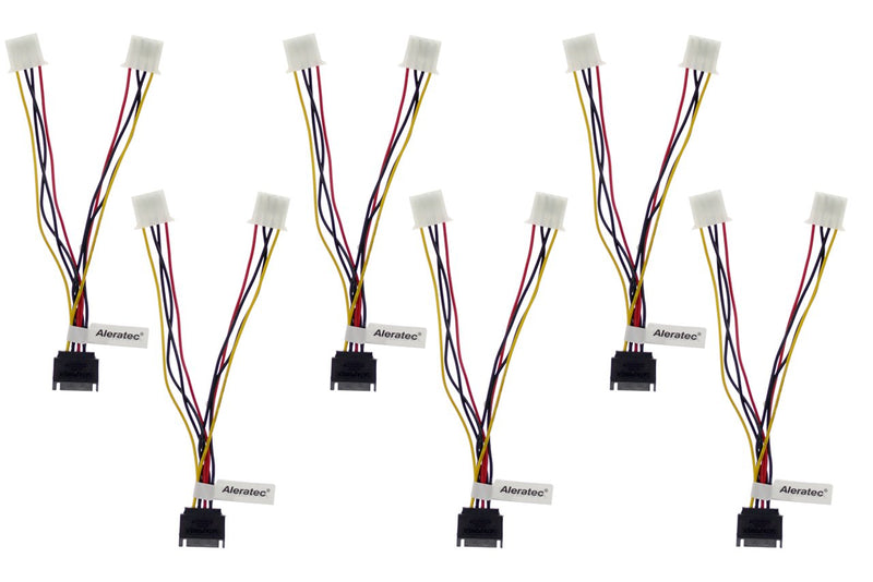 Aleratec 15 Pin SATA Male to 4 Pin Molex Female 1:2 Y Splitter Cable 8 in 6