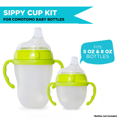 Soft Spout Transition Sippy Cup Kit for Comotomo Baby Bottles | Conversion Kit Fits 5