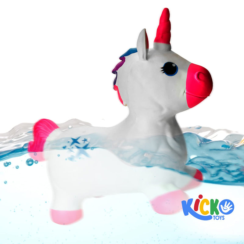 Kicko Inflatable Bouncing Unicorn - 22 Inch Animal Bouncy Hoppers for Girls - Bouncy