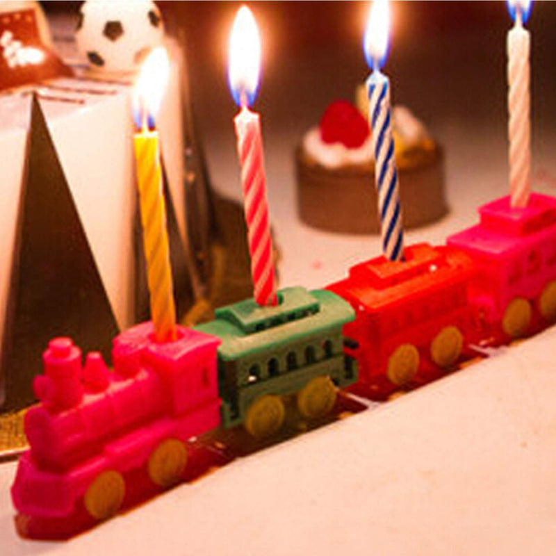 Kicko Birthday Candles with Train Holders - 20 Pack - 2.5 Inch - Multicolored, Rainbow