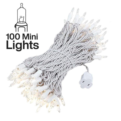 Kicko Christmas Light - 100 Count Clear Incandescent Light on White Wire for Christmas