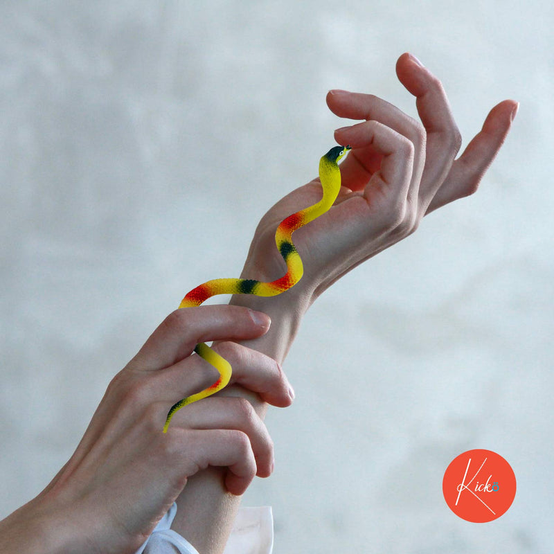 Kicko Mini Vinyl Snakes - 24 Pack - 6 Inch - for Kids, Sensory Play, Stress Relief