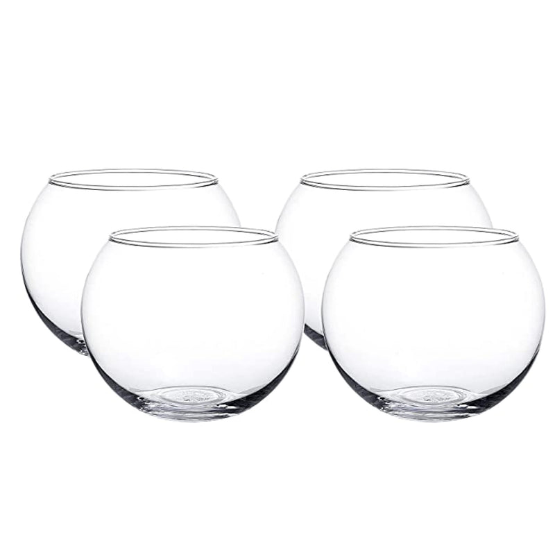 WHOLE HOUSEWARES | Clear Bubble Bowl | 4-Piece Set | Glass Vase-Glass Fish Bowl (D6 X H4