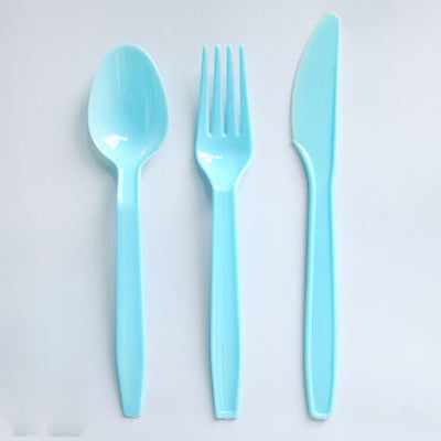 Kicko Pastel Blue Premium Cutlery - 108 Pieces - Plasticware for Birthday Parties