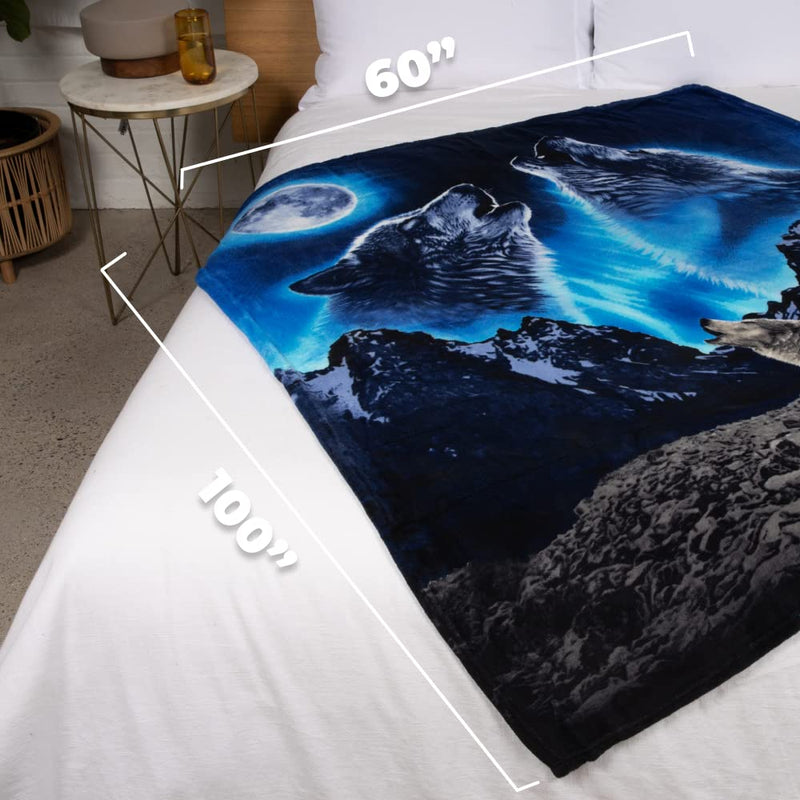 Wolves Howling Moon Super Soft Plush Fleece Throw Blanket