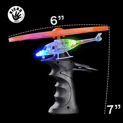 Kicko Flying Light-Up Toy - 2 Pack Ripcord Helicopter for Night Glow, Outdoor Playtime