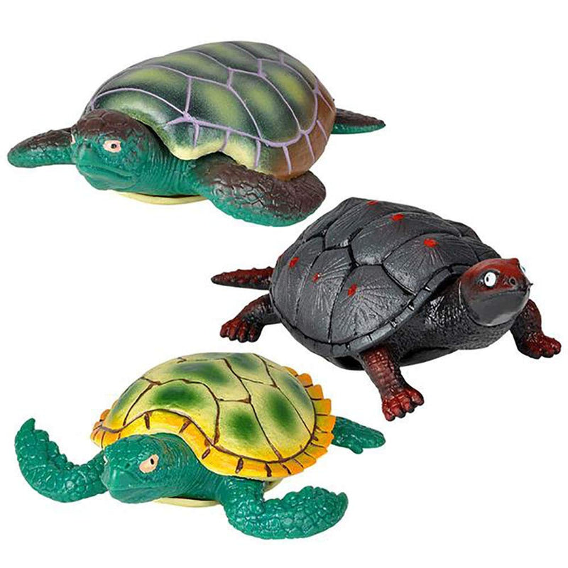 Kicko 4.5 Inch Stretch Turtle - 12 Rubbery Bony Animal Toy - Easter Basket Fillers, Pinata