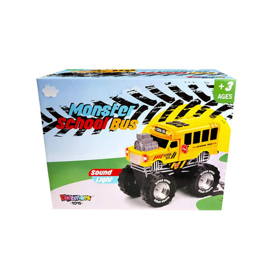 Monster Truck with Lights and Sounds, School Bus Vehicle Toy, for Boys and Girls Ages 3+