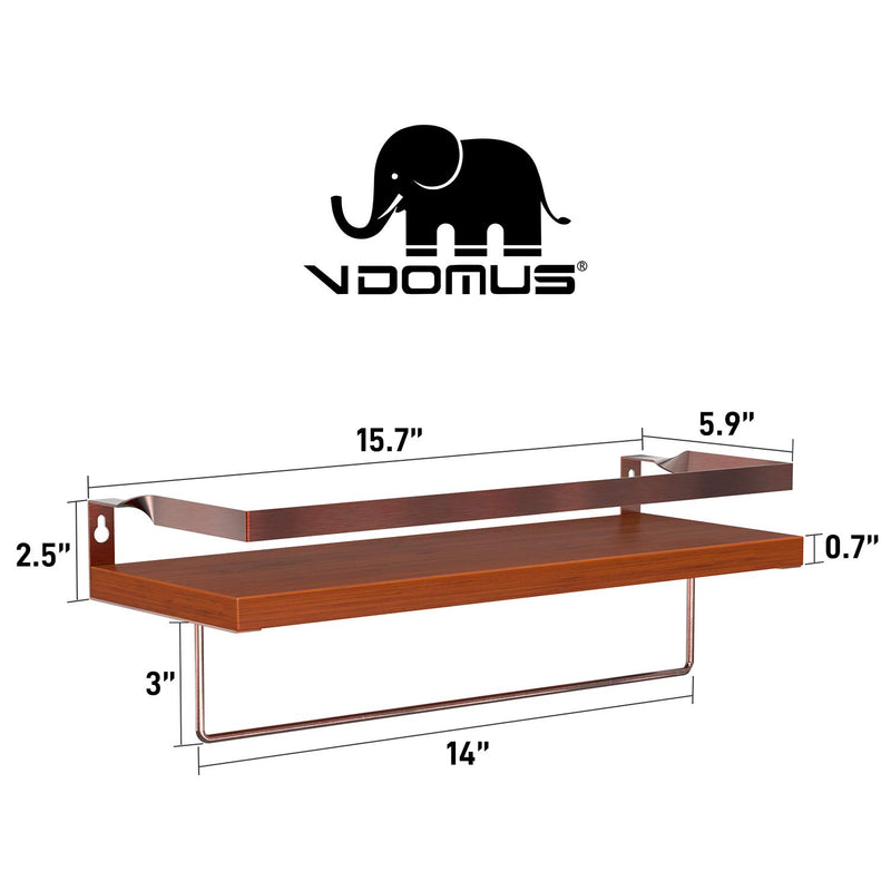 Vdomus Bathroom Shelves Made of Wood Material 2 Pack, Brown Floating Bathroom Shelves Wall