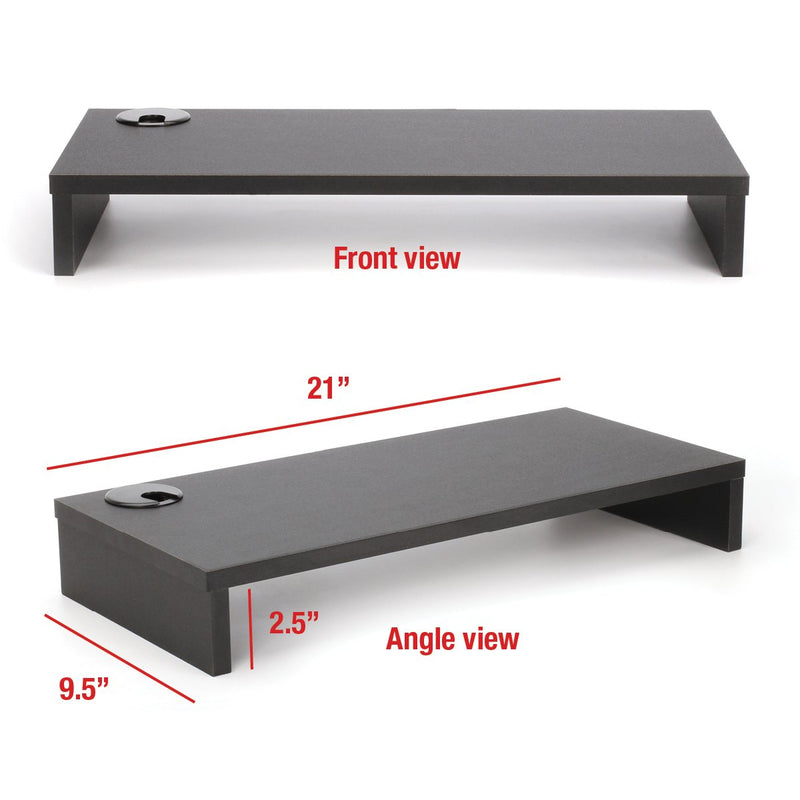 2lb Depot Black Wood Monitor Stand Riser With Cable Hole, 95" X 21" - Keyboard