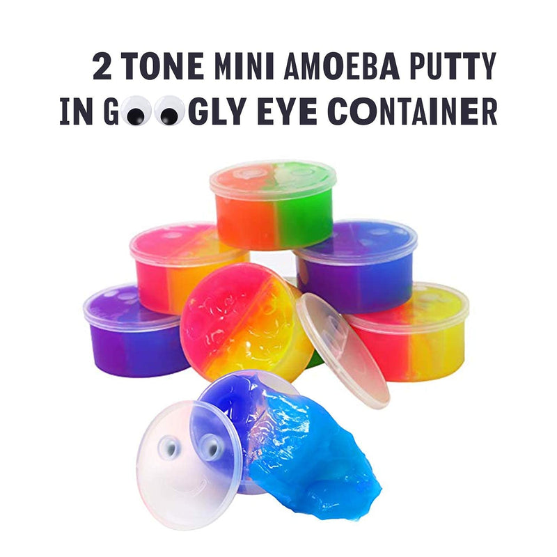 Kicko Amoeba Putty - Pack of 12 2-Tone Putty in Googly Eye Container - Kneading, Molding