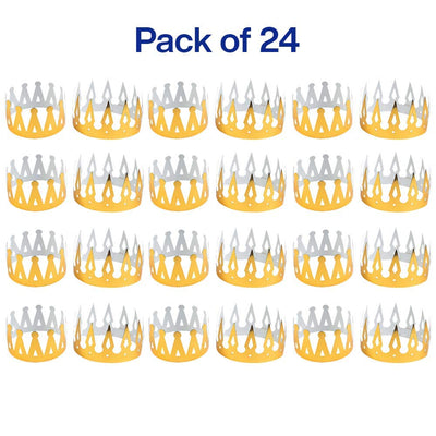 Kicko Gold Foil Crown - 24 Pack - Prince, Princess, Queen, or King Party Favors for Kids