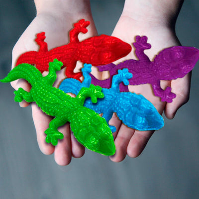 Kicko Stretchy Sticky Lizards - 6 Pack - Colored, Elastic and Sticky Reptile - for Party