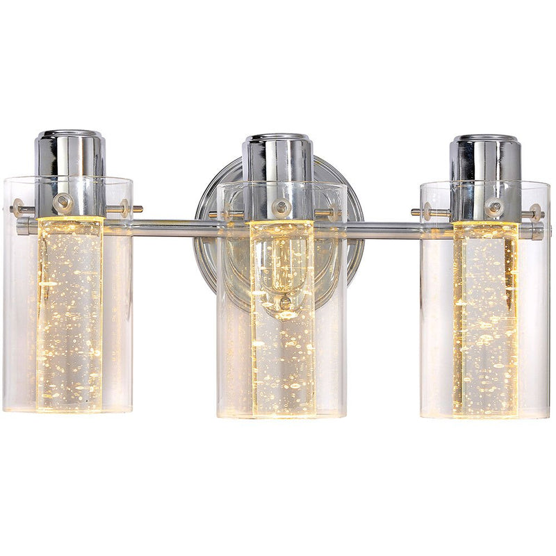 Polished Bubble Glass Triple Light Sconce Fixture  Glass Surrounded Led