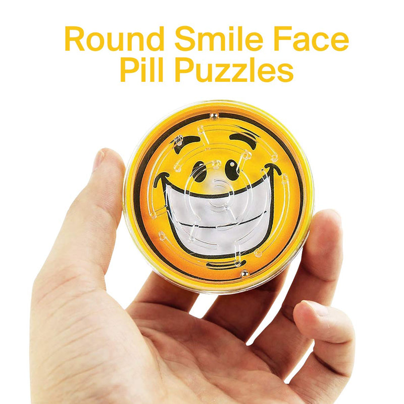 Kicko 8 Pack Expression Face Pill Puzzle Mazes - 2.25 Inches - Different Face Expressions