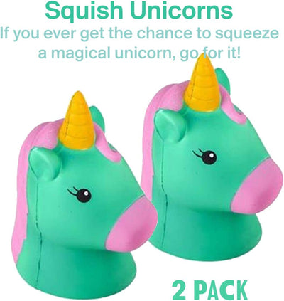 Kicko Unicorn Head Toy for Stress Relief - 2 Pack - for Sensory Toy, Party Supply - 4.5