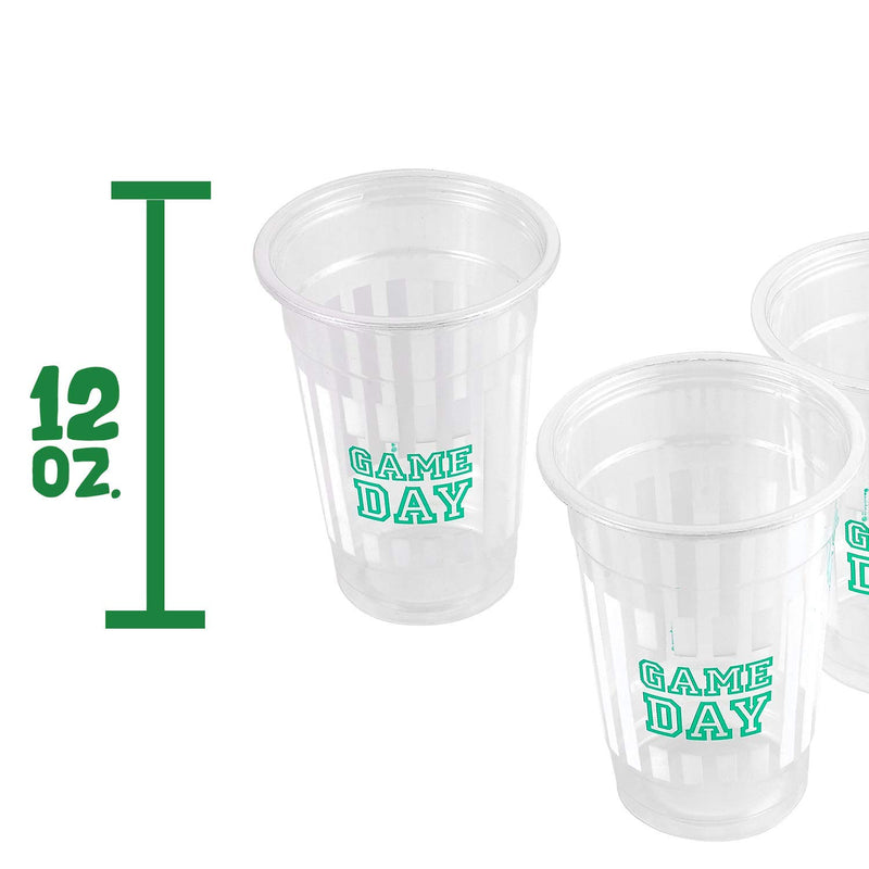 Kicko Game Day Print Plastic Cups - 24 Pack - 12 Oz. - Disposable Drinking Goblets