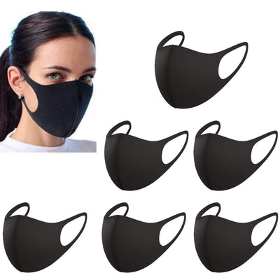 6 Pack Premium Fabric Face Mask Reusable, Washable, Breathable, Nose Wire Black Cloth face