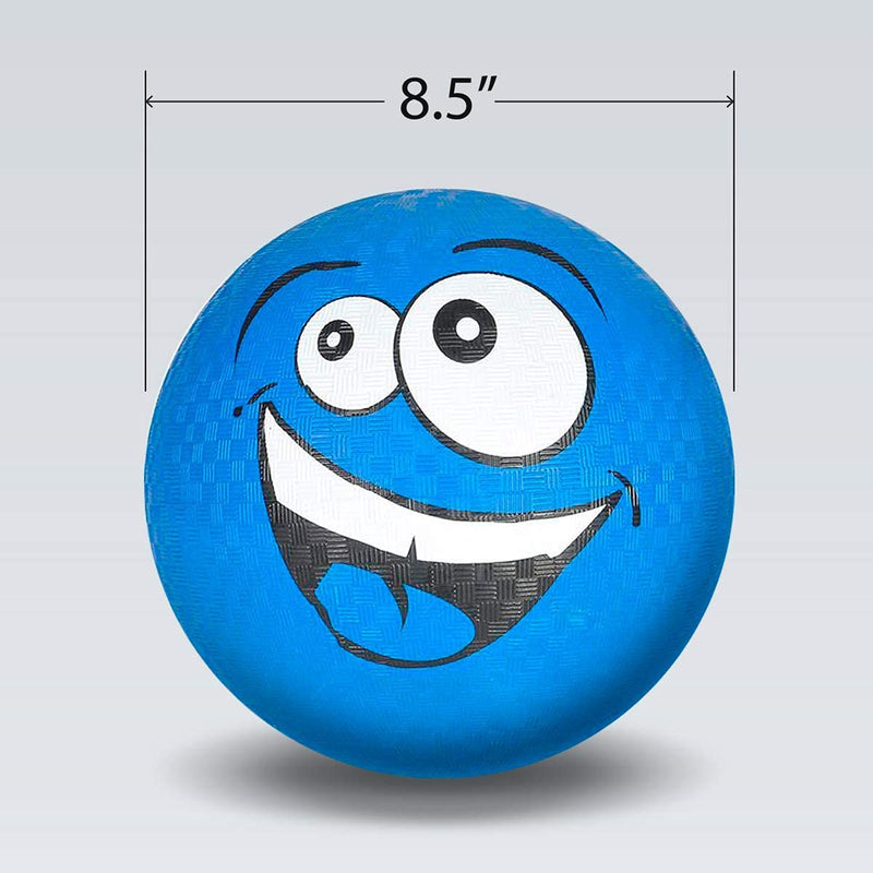 Kicko Silly Face Ball - Pack of 3 8.5 Inch Colored Playground Balls with Funny Face Design