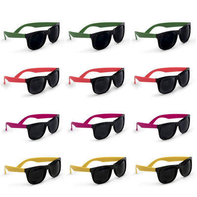 Kicko Neon Sunglasses with Dark Lenses - 48 Pack 80s Style Unisex Aviators in Assorted