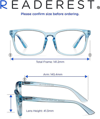 Readerest Blue Light Blocking Reading Glasses (Light Blue, 3.75 Magnification) Computer