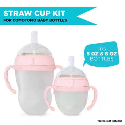 Straw Transition Cup Kit for Comotomo Baby Bottles | Conversion Kit Fits 5 Ounce and 8