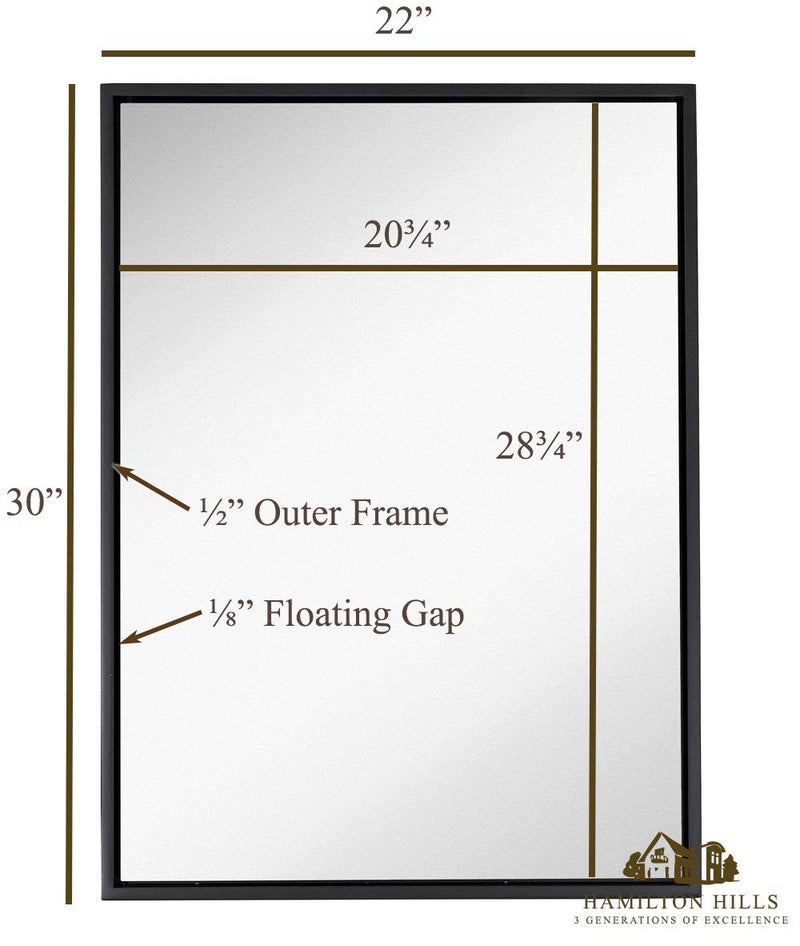 Hamilton Hills Clean Large Modern Black Frame Wall Mirror | Contemporary Premium Silver