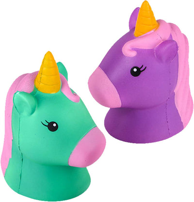 Kicko Unicorn Head Toy for Stress Relief - 2 Pack - for Sensory Toy, Party Supply - 4.5