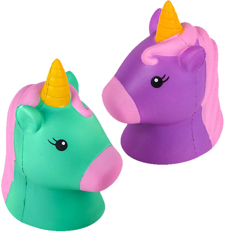 Kicko Slow Rising Toy Unicorn Head Squishies for Stress Relief, Sensory Toy, Party Supply