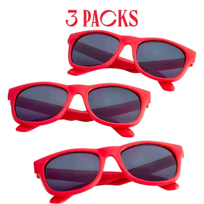 Kicko Red Sunglasses - 3 Pack, Unisex - for Daily Wear, and High Fashion Accessories