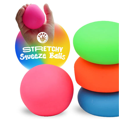 Kicko Sensory Squeeze Balls - 4 Pack - 2 Inch - Colorful Soft Stretchy Stress Balls