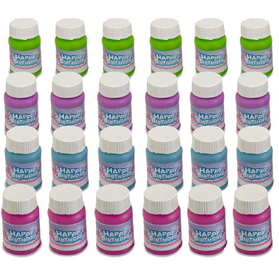 Kicko Happy Birthday Bubbles Assorted Color Mini 1 Oz Bubble Bottles 24 Pack -