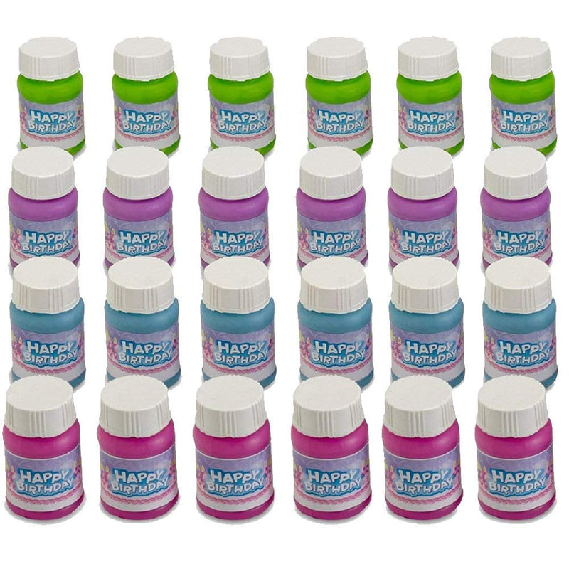 Kicko Happy Birthday Bubbles Assorted Color Mini 1 Oz Bubble Bottles 24 Pack -