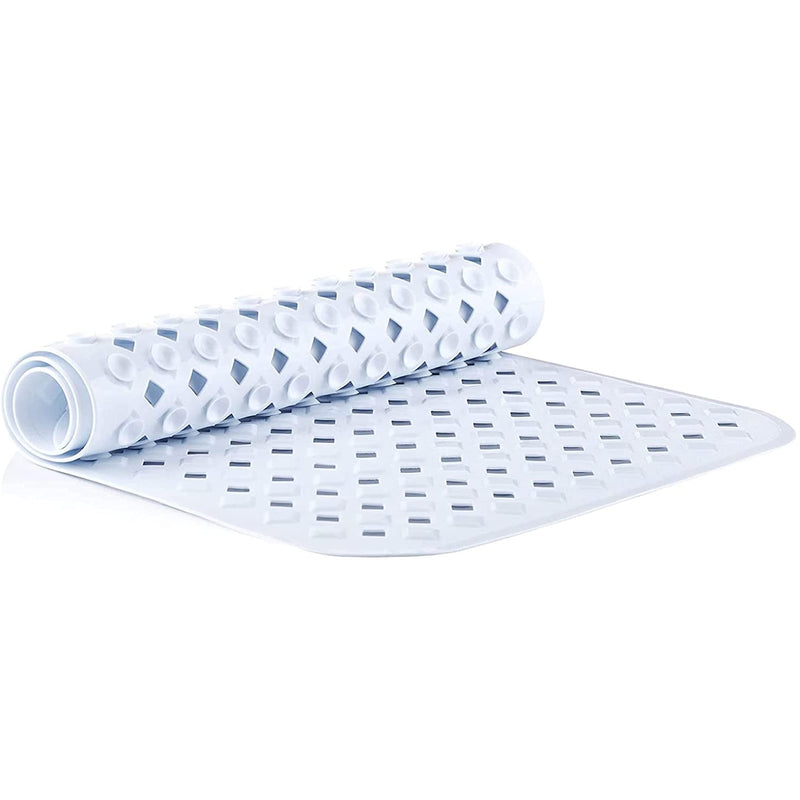 Non-Slip Bath Mat  Diamond Cut White 88x40cm/35x16in With Suction Cups