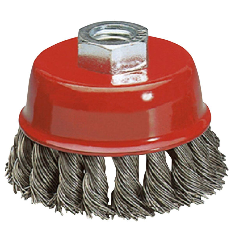 Katzco Wire Wheel Brush Cup - 4 Inches Heavy Duty and Durable Knotted Grinder Brush