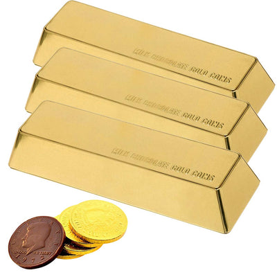 Kicko Milk Chocolate Gold Bars - 3 Bars with 3 Bags of 25 Pieces of Chocolate- 27oz