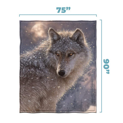 Lone Wolf Super Soft Full/Queen Size Plush Fleece Blanket, 75" x 90"