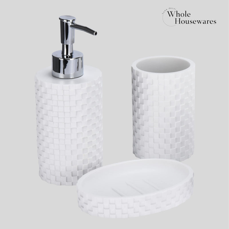 Bathroom Organizer Accessories Set With Soap Dispenser, Toothbrush